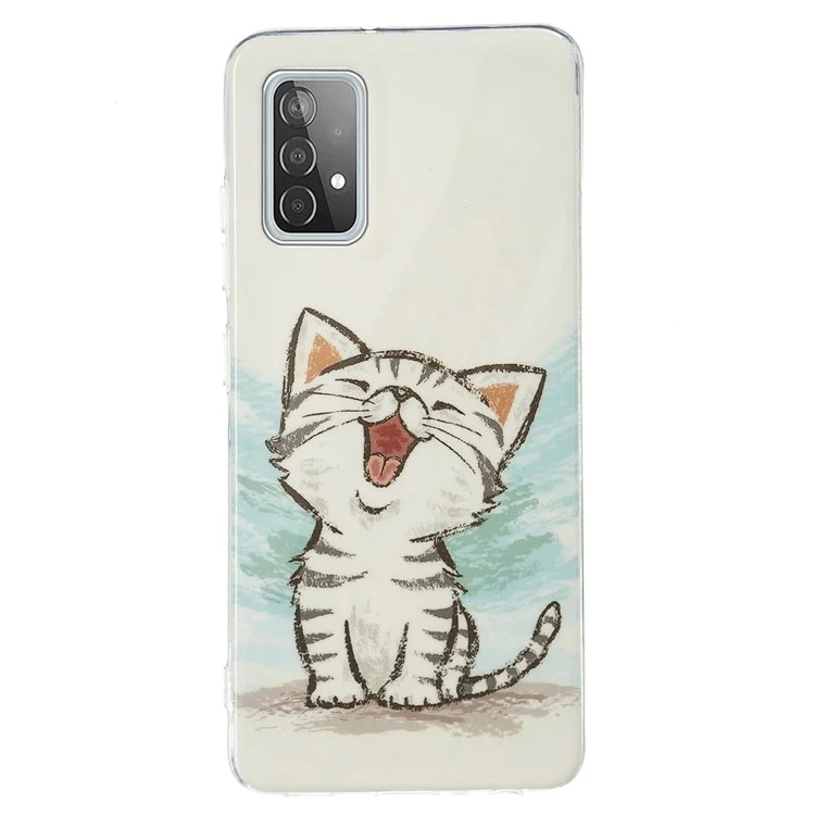 Noctilucent Pattern IMD Workmanship TPU Phone Case Luminous Mobile Shell for Samsung Galaxy A52 4G/A52 5G/A52s 5G - Happy Cat