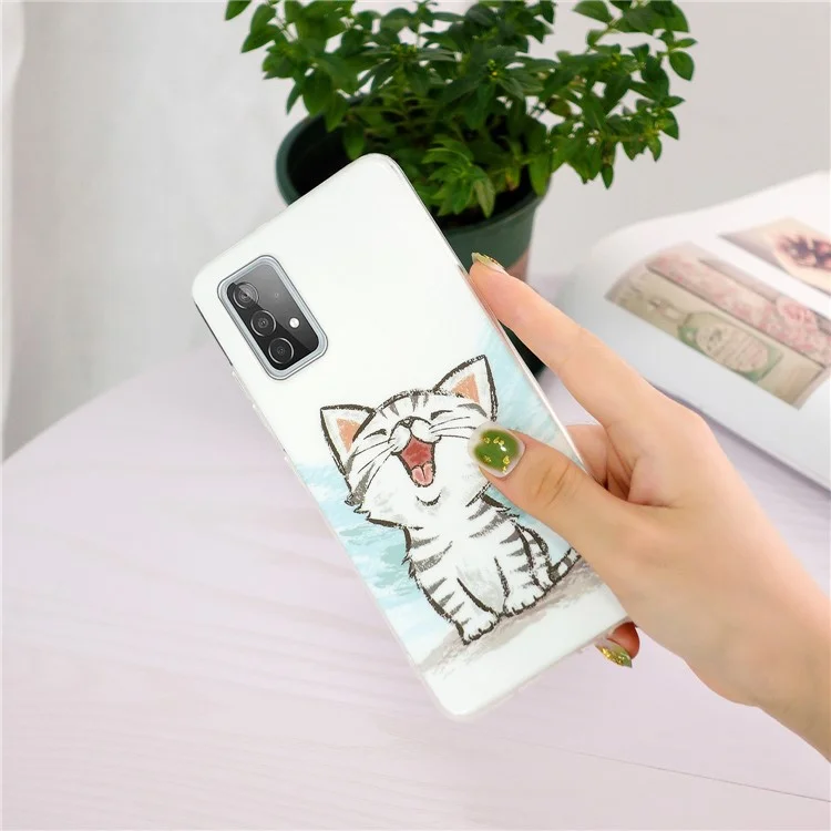 Noctilucent Pattern IMD Workmanship TPU Phone Case Luminous Mobile Shell for Samsung Galaxy A52 4G/A52 5G/A52s 5G - Happy Cat