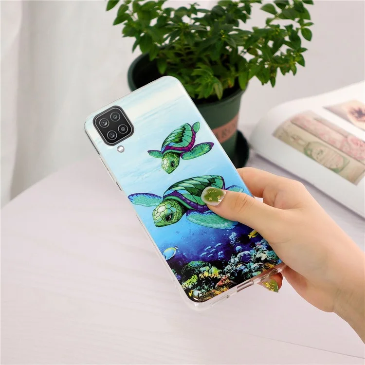 IMD Workmanship Noctilucent Flexible TPU Cell Phone Case Shell for Samsung Galaxy A12 - Turtle
