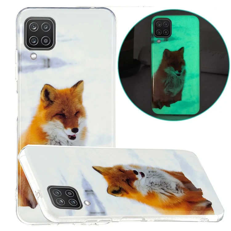 IMD Workmanship Noctilucent Flexible TPU Cell Phone Case Shell for Samsung Galaxy A12 - White Fox