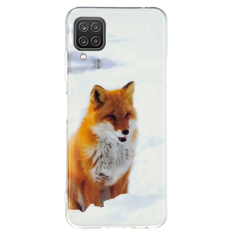 IMD Workmanship Noctilucent Flexible TPU Cell Phone Case Shell for Samsung Galaxy A12 - White Fox