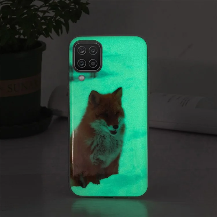 IMD Workmanship Noctilucent Flexible TPU Cell Phone Case Shell for Samsung Galaxy A12 - White Fox