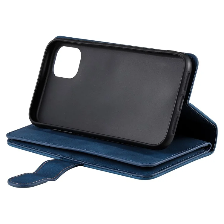 9 Карт Слотов PU Кожаный Сотовой Телефон Case Cover Cover с Ремешком Для Samsung Galaxy A22 5G (версия Eu) - Синий