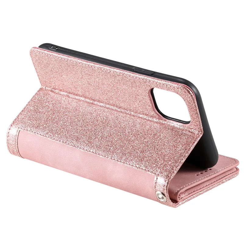 9 Card Slots PU Leather Cell Phone Stand Case Wallet Cover with Strap for Samsung Galaxy A22 5G (EU Version) - Pink