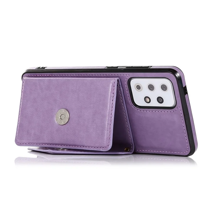 PU-Leder TPU + PC-Brieftasche Stilvoller Schultergurt Magnetischer Verschluss Aufstellfunktion Handyhülle für Samsung Galaxy A72 4G/5G - Hellviolett