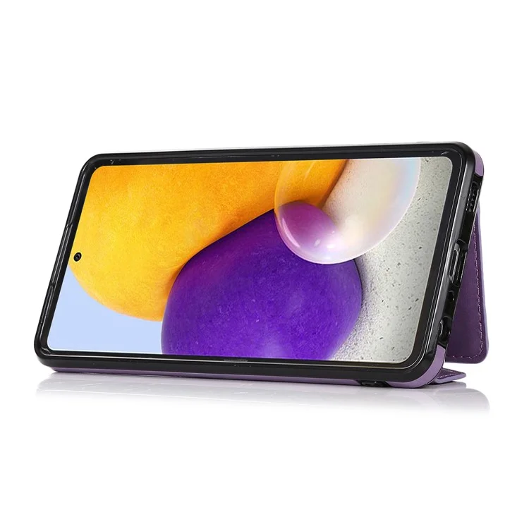 PU-Leder TPU + PC-Brieftasche Stilvoller Schultergurt Magnetischer Verschluss Aufstellfunktion Handyhülle für Samsung Galaxy A72 4G/5G - Hellviolett
