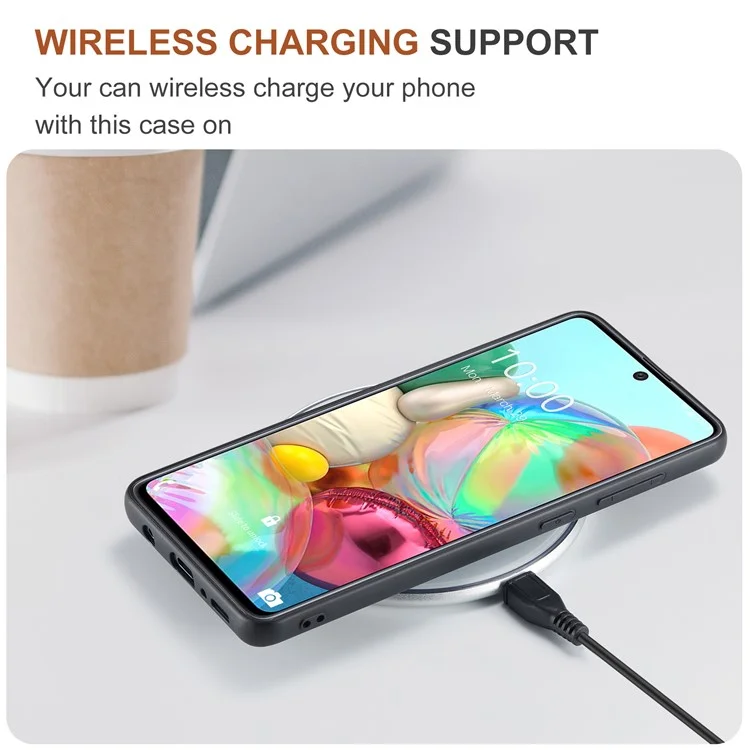 DG.MING M2 Series 360° Powerful Protection Wireless Charging Detachable Wallet 2-in-1 Hybrid Phone Case with Kickstand for Samsung Galaxy A71 4G SM-A715 - Black