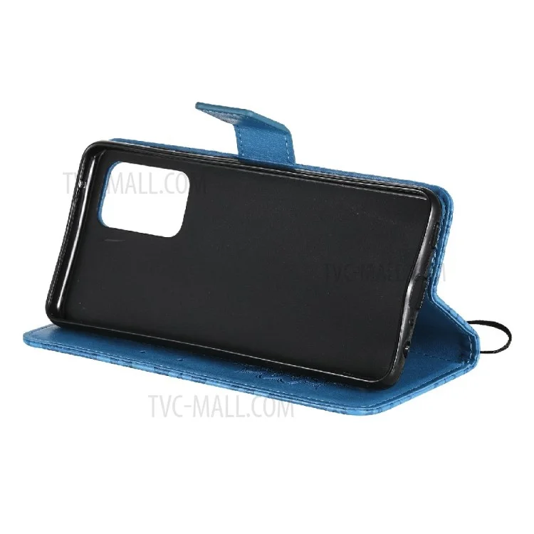 For Samsung Galaxy A52 5G / A52 4G / A52s 5G Phone Case Sunflower Imprinted Leather Wallet Stand Cover with Strap - Blue