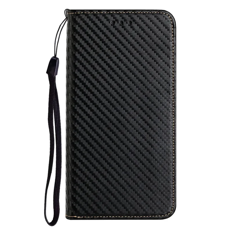 Full Protection Magnetic Clasp Carbon Fiber Texture Leather Wallet Stand Case Shell for Samsung Galaxy A32 4G - Black