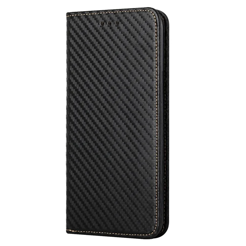 Full Protection Magnetic Clasp Carbon Fiber Texture Leather Wallet Stand Case Shell for Samsung Galaxy A32 4G - Black
