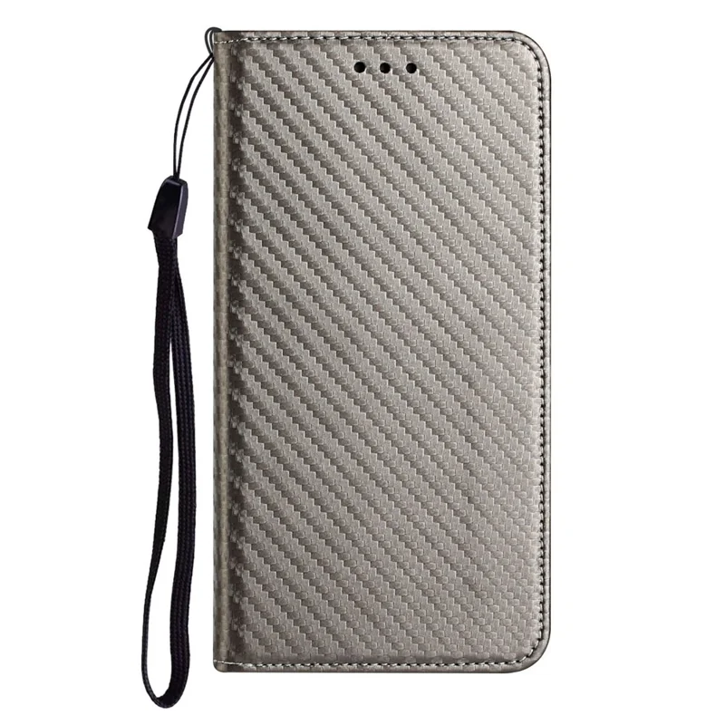 All-round Protection Carbon Fiber Texture Auto-absorbed Leather Phone Cover Case for Samsung Galaxy A12 - Grey