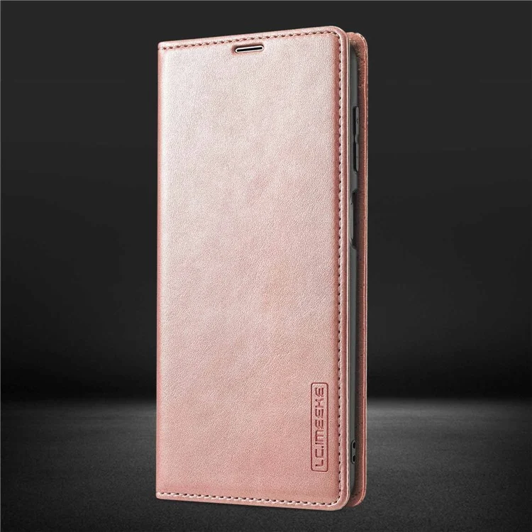 Lc. Carteira de Couro Imeeke Stand Stirn Magnet Popel Protetive Shell Case Para Samsung Galaxy A22 4G (versão da Ue) - Rosa Ouro