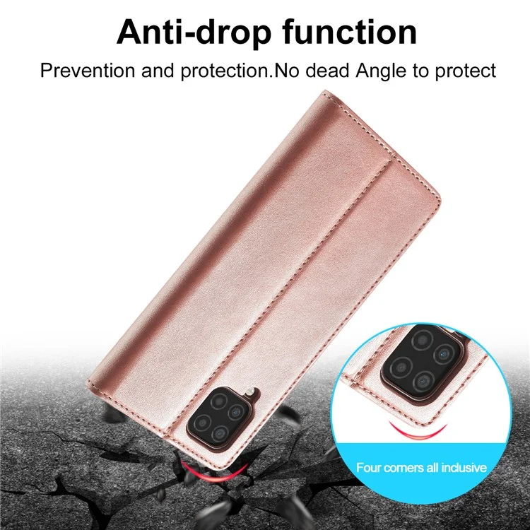 Lc. Carteira de Couro Imeeke Stand Stirn Magnet Popel Protetive Shell Case Para Samsung Galaxy A22 4G (versão da Ue) - Rosa Ouro