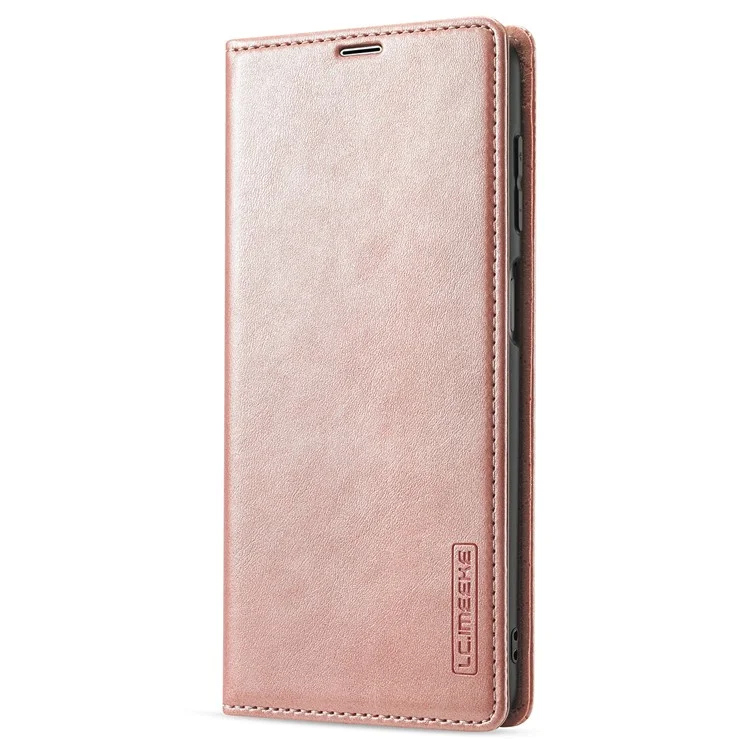 Lc. Carteira de Couro Imeeke Stand Stirn Magnet Popel Protetive Shell Case Para Samsung Galaxy A22 4G (versão da Ue) - Rosa Ouro