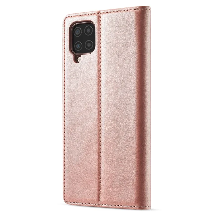 Lc. Carteira de Couro Imeeke Stand Stirn Magnet Popel Protetive Shell Case Para Samsung Galaxy A22 4G (versão da Ue) - Rosa Ouro