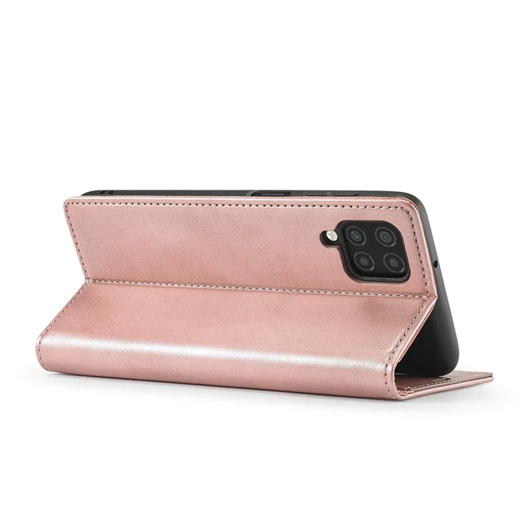 Lc. Carteira de Couro Imeeke Stand Stirn Magnet Popel Protetive Shell Case Para Samsung Galaxy A22 4G (versão da Ue) - Rosa Ouro