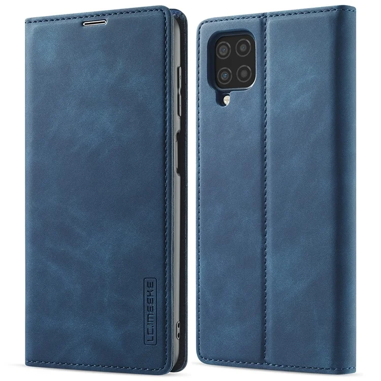 LC.IMEEKE Leather Wallet Stand Strong Magnetic Phone Protective Shell Case for Samsung Galaxy A22 4G (EU Version) - Blue