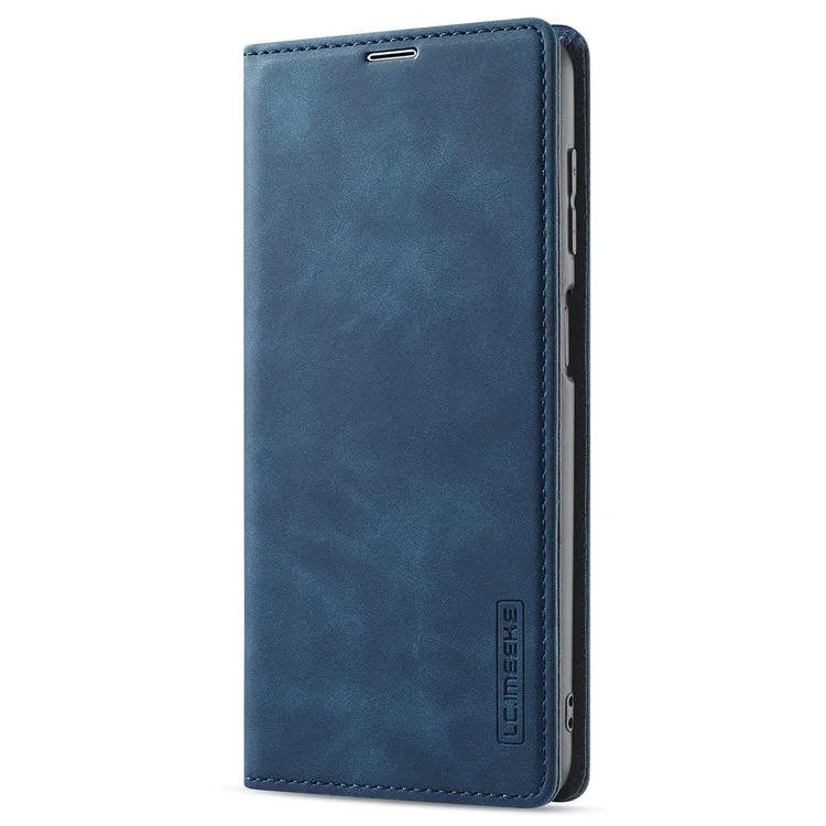 LC.IMEEKE Leather Wallet Stand Strong Magnetic Phone Protective Shell Case for Samsung Galaxy A22 4G (EU Version) - Blue