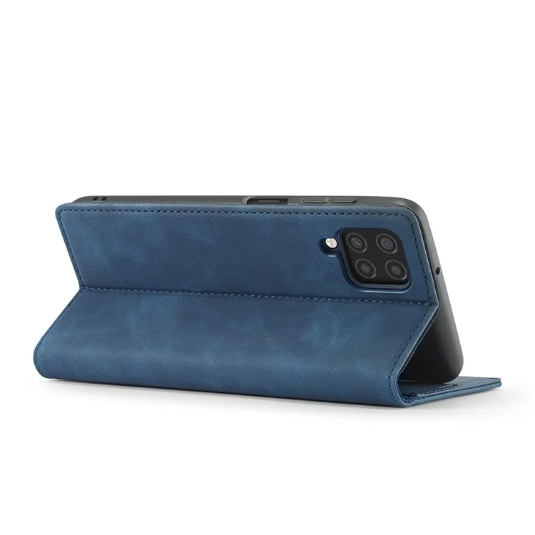 LC.IMEEKE Leather Wallet Stand Strong Magnetic Phone Protective Shell Case for Samsung Galaxy A22 4G (EU Version) - Blue