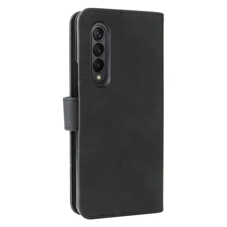 Skin-touch Wallet Stand Leather Case Phone Protective Cover for Samsung Galaxy Z Fold3 5G - Black