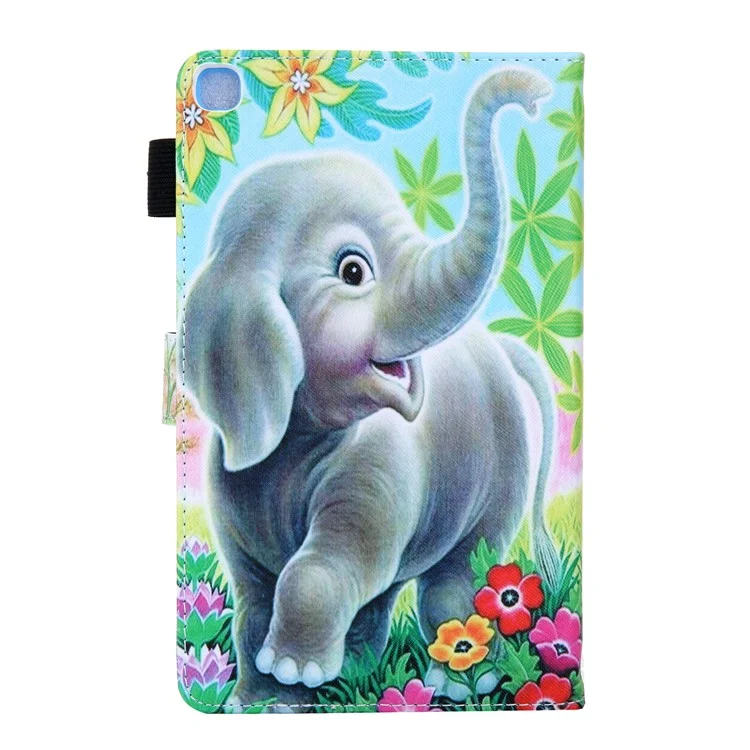 Card Slots Design Pattern Printing Leather Tablet Cover Protective Case for Samsung Galaxy Tab A7 Lite 8.7-inch - Elephant