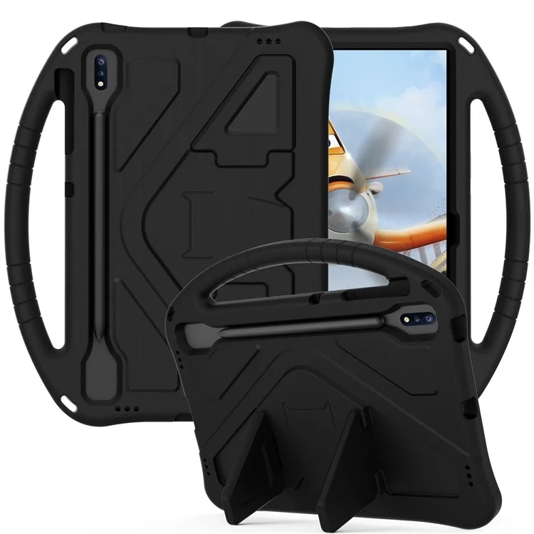 Funda Protectora Antichoque para Tablet con Diseño de Asa para Samsung Galaxy Tab S8+ / S7 FE / Tab S7+ - Negro