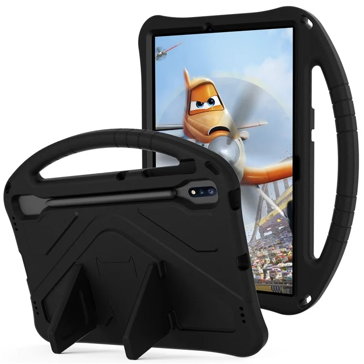 Funda Protectora Antichoque para Tablet con Diseño de Asa para Samsung Galaxy Tab S8+ / S7 FE / Tab S7+ - Negro