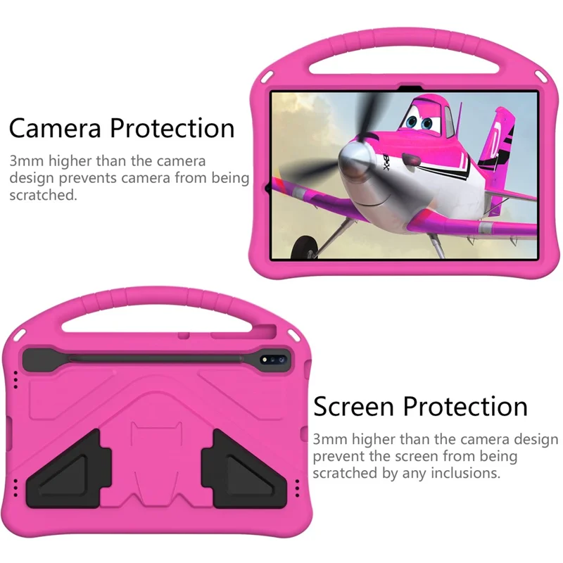 Handle Design Shockproof EVA Smart Tablet Cover Case for Samsung Galaxy Tab S8+ / S7 FE / Tab S7+ - Rose