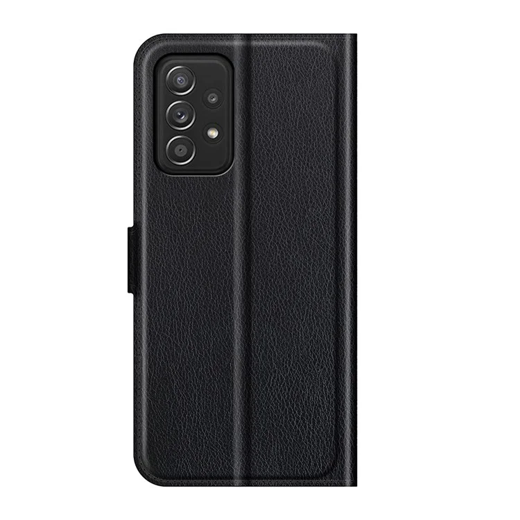 Wallet Design Folio Flip Litchi Texture Protective Soft PU Leather Phone Case mit Ständer für Samsung Galaxy A52s 5G/A52 4G/5G - Schwarz