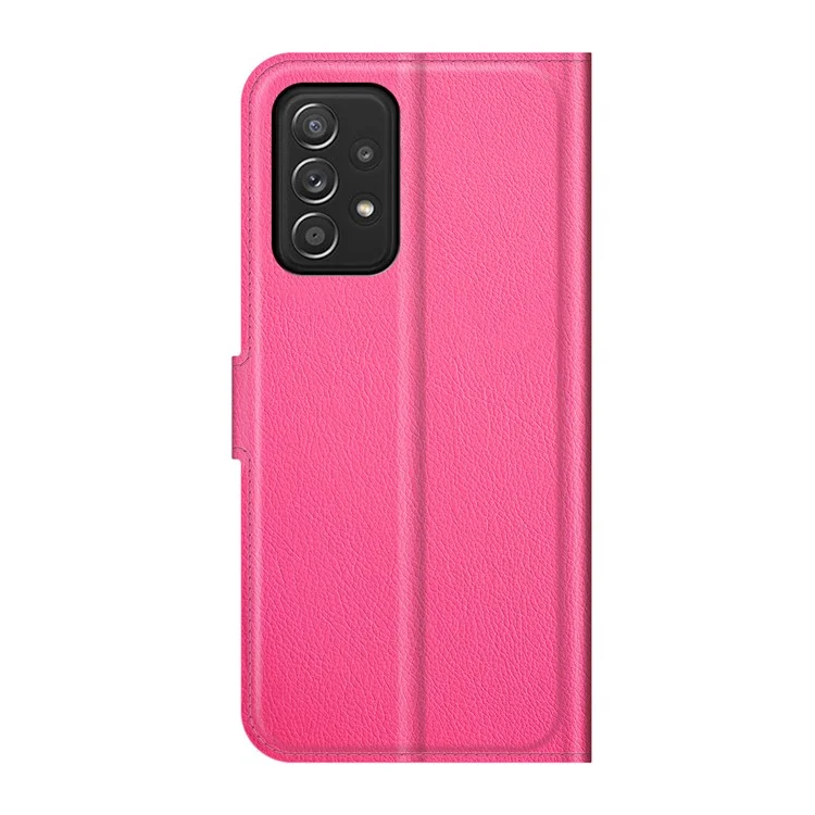 Projeto Da Carteira Folio Flip Litchi Textura Protetora Suave Pu Couro Phone Case Com Suporte Para Samsung Galaxy A52S 5G / A52 4G / 5G - Rosa