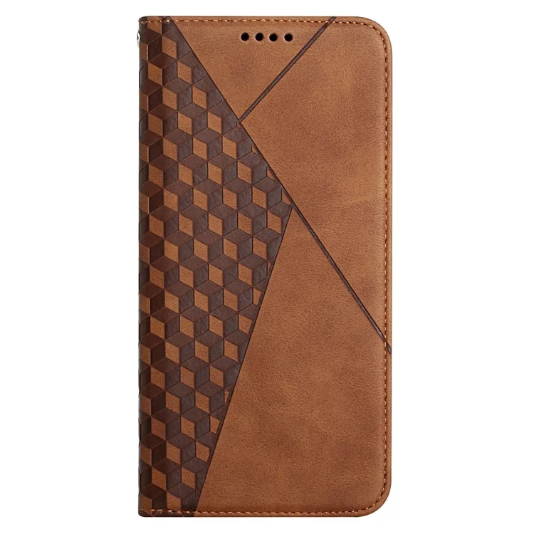 Magnetic Absorption Geometric Pattern Stand Leather Wallet Phone Case Cover for Samsung Galaxy A52 5G/4G / A52s 5G- Brown
