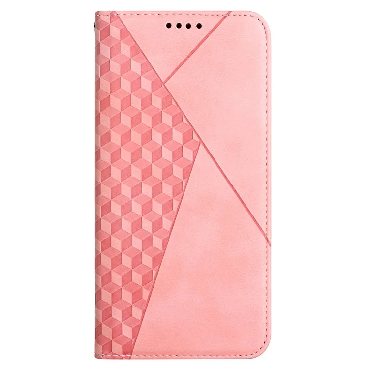 Absorption Magnétique Modèle Géométrique Support Portefeuille en Cuir Couvercle du Boîtier de Téléphone Pour Samsung Galaxy A52 5g / 4g / A52s 5G- Rose Gold