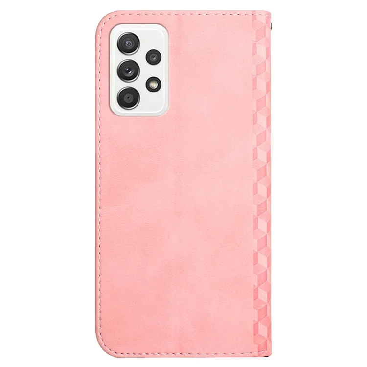Absorption Magnétique Modèle Géométrique Support Portefeuille en Cuir Couvercle du Boîtier de Téléphone Pour Samsung Galaxy A52 5g / 4g / A52s 5G- Rose Gold
