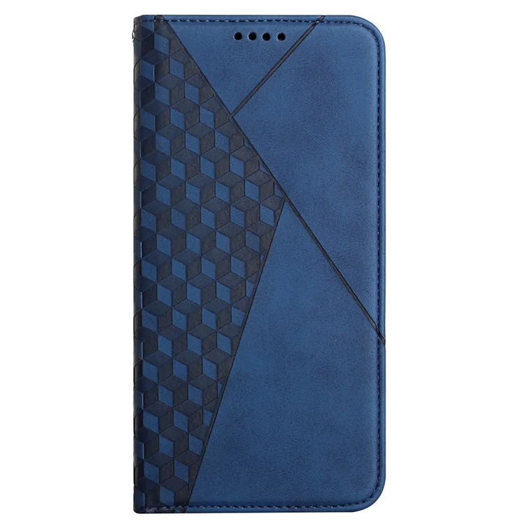 Anti-fall Geometric Pattern Magnetic Leather Phone Case Stand Wallet Cover for Samsung Galaxy A32 5G/M32 5G - Blue