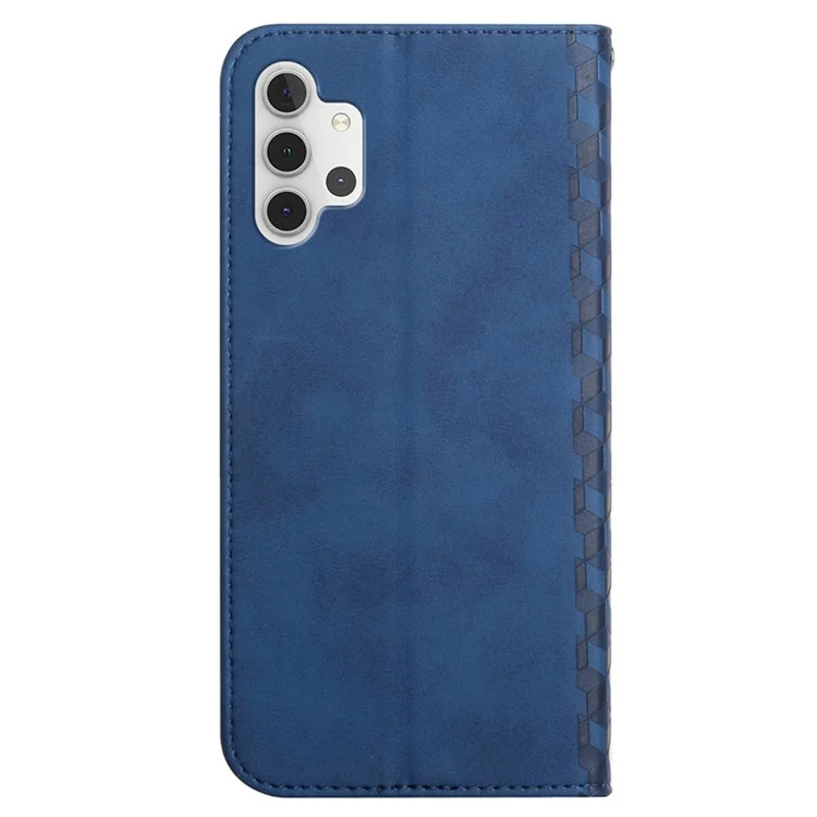 Anti-fall Geometric Pattern Magnetic Leather Phone Case Stand Wallet Cover for Samsung Galaxy A32 5G/M32 5G - Blue