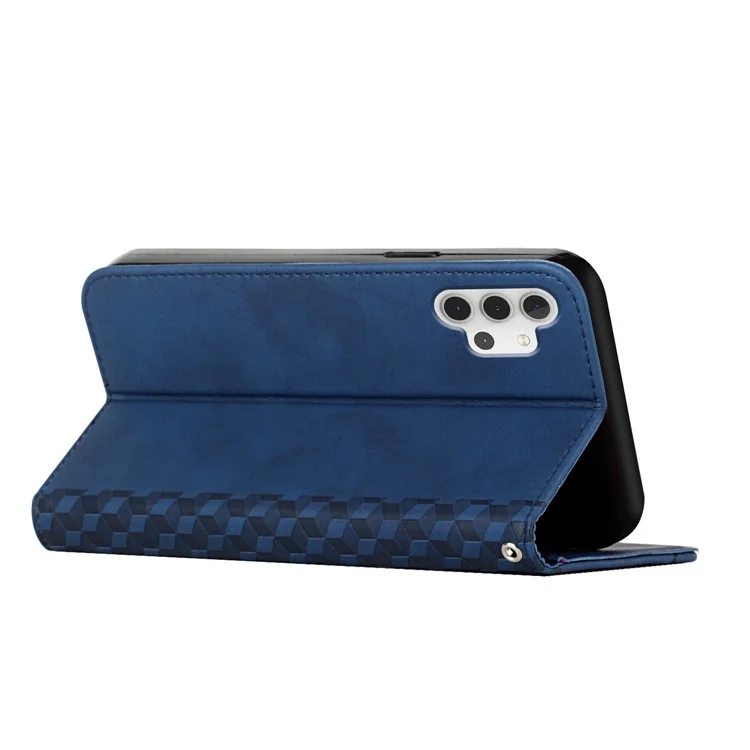Anti-fall Geometric Pattern Magnetic Leather Phone Case Stand Wallet Cover for Samsung Galaxy A32 5G/M32 5G - Blue
