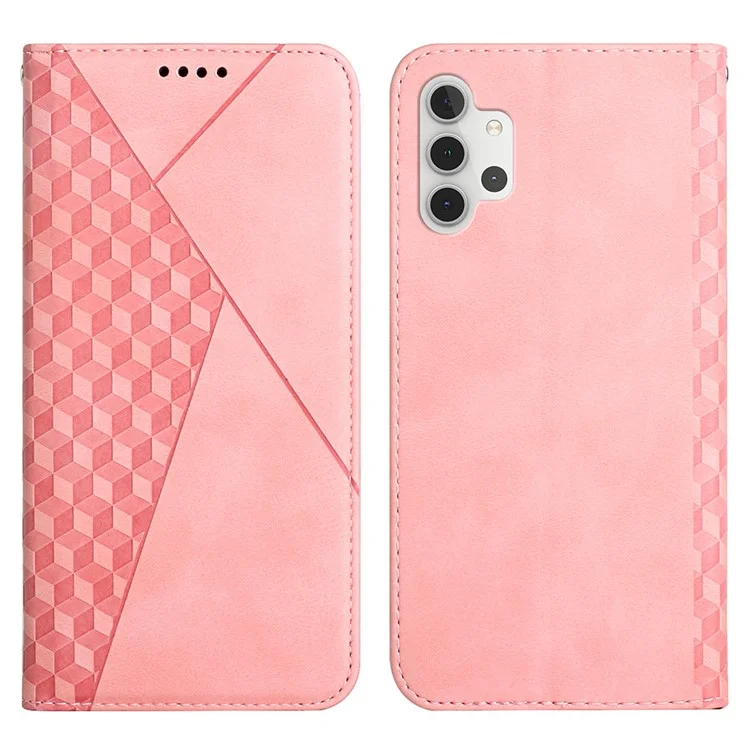 Modèle Géométrique Anti-automne Modèle de Téléphone en Cuir Magnétique Couvercle de Portefeuille Pour Samsung Galaxy A32 5G / M32 5G - or Rose