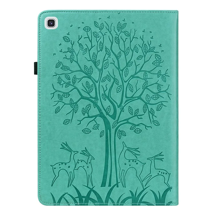 Ranuras de la Tarjeta Diseño de Soporte de Tableta Cubierta Protectora Con un Árbol Impreso y Patrón de Ciervos Para Samsung Galaxy Tab A7 10.4 (2020) - Verde