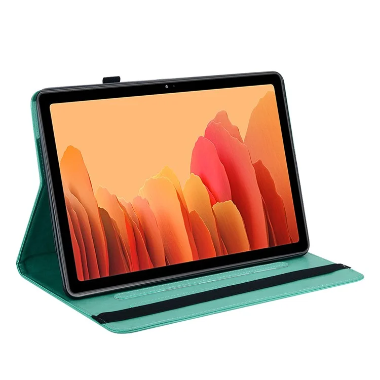 Funda protectora con diseño de soporte para ranuras de tarjetas y patrón estampado de árbol y ciervo para Samsung Galaxy Tab A7 10.4 (2022) / (2020) - Verde