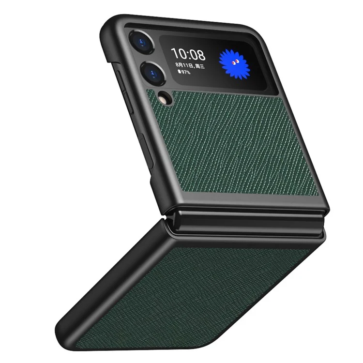 Texture Croix du Téléphone Dur du Téléphone Back Case Protecteur Pour Samsung Galaxy Z Flip3 5G - Vert