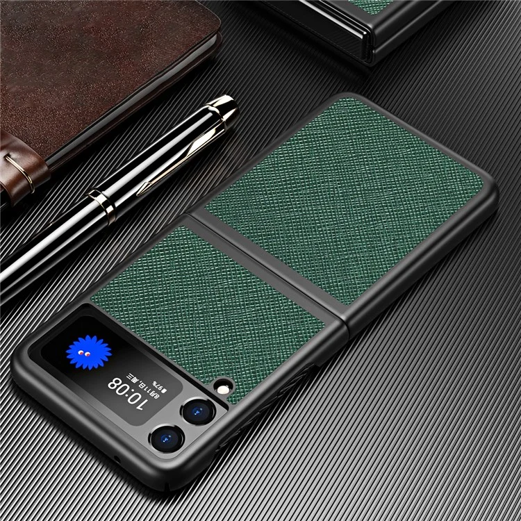 Texture Croix du Téléphone Dur du Téléphone Back Case Protecteur Pour Samsung Galaxy Z Flip3 5G - Vert