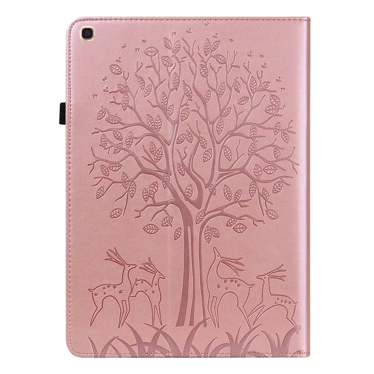 All-Inclusive Scratch-Resistant Tree and Deer Pattern Imprinting Leather Stand Tablet Cover for Samsung Galaxy Tab A 10.1 (2019) SM-T510 (Wi-Fi)/SM-T515 (LTE) - Rose Gold