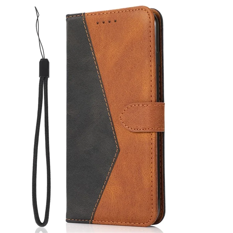 Étui portefeuille bicolore antichoc en cuir pour Samsung Galaxy A52s 5G/A52 4G/5G - Noir/Marron