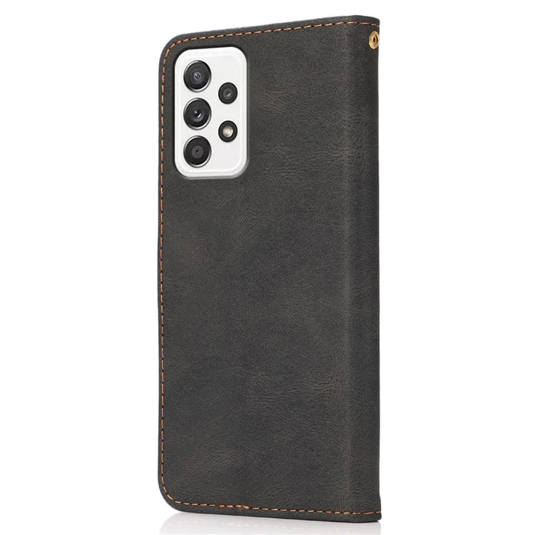 Étui portefeuille bicolore antichoc en cuir pour Samsung Galaxy A52s 5G/A52 4G/5G - Noir/Marron