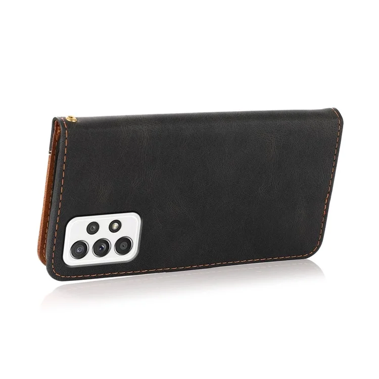 Étui portefeuille bicolore antichoc en cuir pour Samsung Galaxy A52s 5G/A52 4G/5G - Noir/Marron