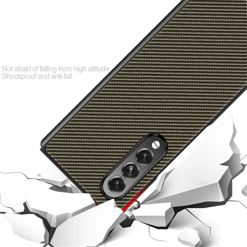 Kulstofdesign Slank Tynd Stødfast Fuldt Beskyttende PC-telefonbeslag til Samsung Galaxy Z Fold3 5G - Kulsort