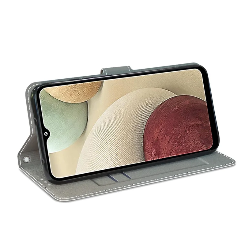 Pattern Printing Leather Flip Cover with Card Slots and Lanyard Stand Case for Samsung Galaxy A12 - Flower