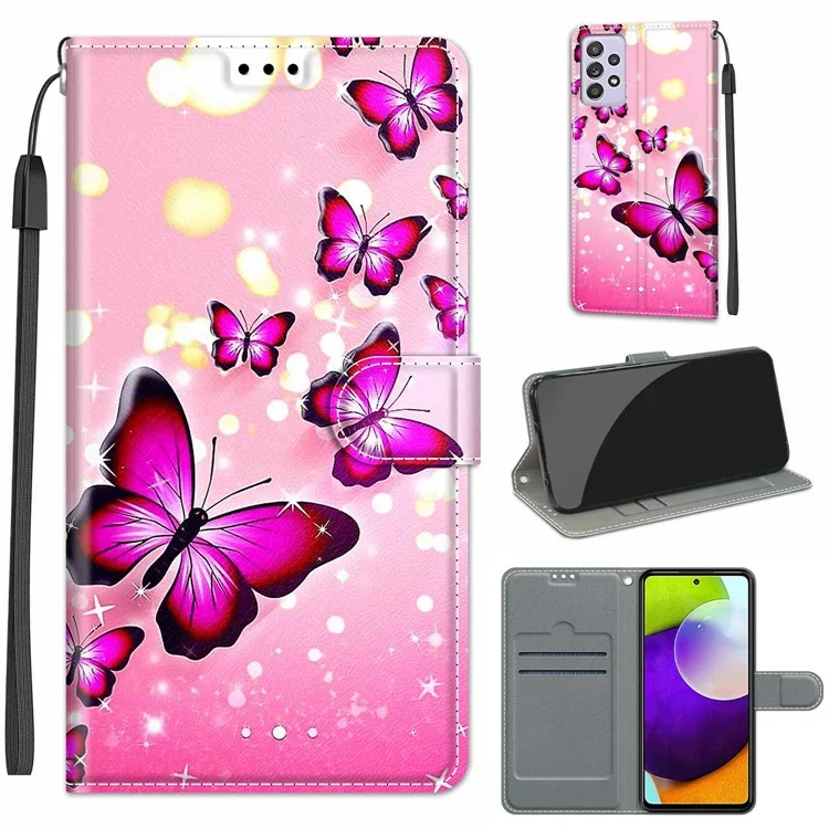 Pattern Printing Design Leather Phone Case for Samsung Galaxy A52 4G/5G/A52s 5G - Butterfly