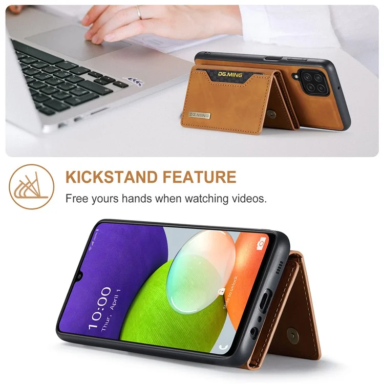 Dg. Ming M2 Serie M2 Retenable Magnet Auto-Magnet 2-in-1 Choque de Choques Anti-caza Híbrida Case Con Kickstand Para Samsung Galaxy A22 4G (versión de la Ue) - Marrón