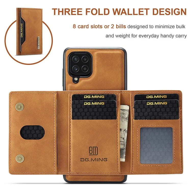 Dg. Ming M2 Serie M2 Retenable Magnet Auto-Magnet 2-in-1 Choque de Choques Anti-caza Híbrida Case Con Kickstand Para Samsung Galaxy A22 4G (versión de la Ue) - Marrón